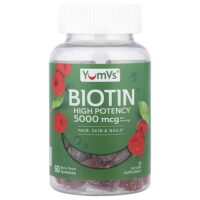 жевательные таблетки с биотином, высокоэффективный, со вкусом ягод, 60 жевательных таблеток (2500 мкг в 1 жевательной таблетке) — YumVs