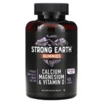 Strong Earth, жевательные мармеладки с кальцием, магнием и витамином D, малина, 90 жевательных таблеток — YumVs