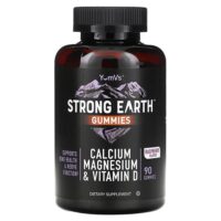 Strong Earth, жевательные мармеладки с кальцием, магнием и витамином D, малина, 90 жевательных таблеток — YumVs