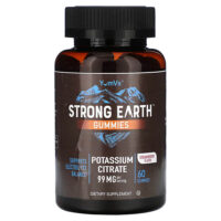 Жевательные мармеладки Strong Earth, цитрат калия, клубника, 60 жевательных таблеток (49,5 мг в 1 жевательной мармеладке) — YumVs