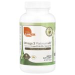 Omega 3 Platinum+D, усовершенствованный рыбий жир с омега-3 и витамином D3, 2000 мг, 90 капсул (1000 мг на капсулу) — Zahler
