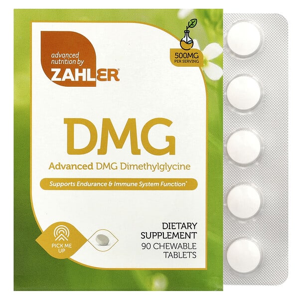 zah08093_v_48.jpg Advanced DMG, Dimethylglycine, 500 mg, 90 Chewable Tablets — Zahler