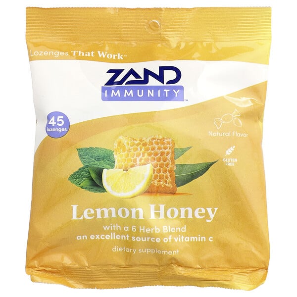 zan60776_v_3.jpg Immunity™, леденцы с лимоном и медом, 45 пастилок — Zand