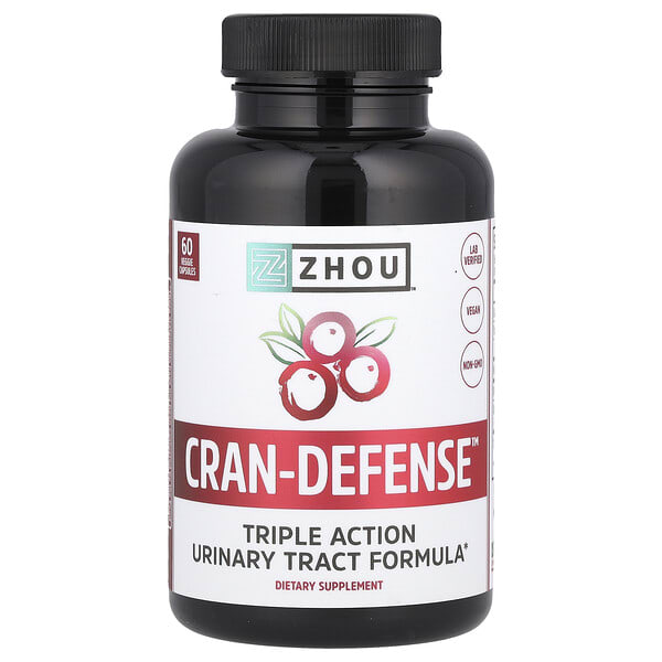 zho00608_v_32.jpg Cran-Defense™, 60 растительных капсул — Zhou Nutrition