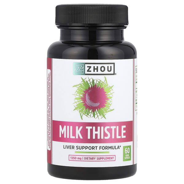 zho00624_v_34.jpg Расторопша, 60 растительных капсул (450 мг на капсулу) — Zhou Nutrition