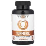 куркума, куркумин с имбирем, 90 растительных капсул — Zhou Nutrition