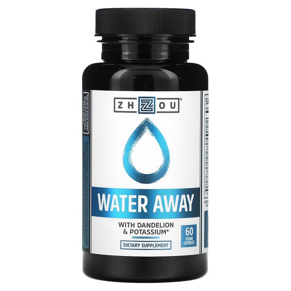 zho00637_v_42.jpg Water Away с одуванчиком и калием, 60 капсул — Zhou Nutrition