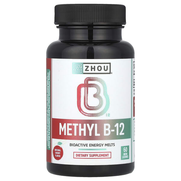 zho00678_v_34.jpg Methyl B-12, натуральная вишня, 5000 мкг, 60 микроладсов — Zhou Nutrition
