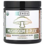 Порошок Mushroom 8-Plex™, без добавок, 60 г (2,14 унции) — Zhou Nutrition