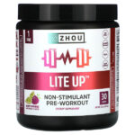 Lite Up, предтренировочный комплекс без стимуляторов, ягодный лимонад, 213 г (7,5 унции) — Zhou Nutrition