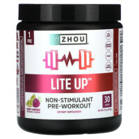 Lite Up, предтренировочный комплекс без стимуляторов, ягодный лимонад, 213 г (7,5 унции) — Zhou Nutrition