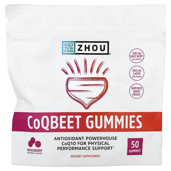 zho38345_v_2.jpg CoQBeet, жевательные таблетки, со вкусом черники, 50 жевательных конфет — Zhou Nutrition