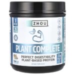 Plant Complete, отличная усвояемость, растительный протеин, ваниль, 544 г (19 унций) — Zhou Nutrition