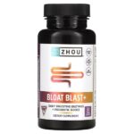Bloat Blast+, добавка против вздутия живота, 30 веганских капсул — Zhou Nutrition