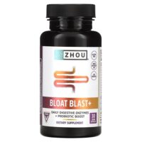 Bloat Blast+, добавка против вздутия живота, 30 веганских капсул — Zhou Nutrition