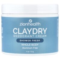 ClayDry, крем-дезодорант, свежесть для душа, 113 г (4 унции) — Zion Health