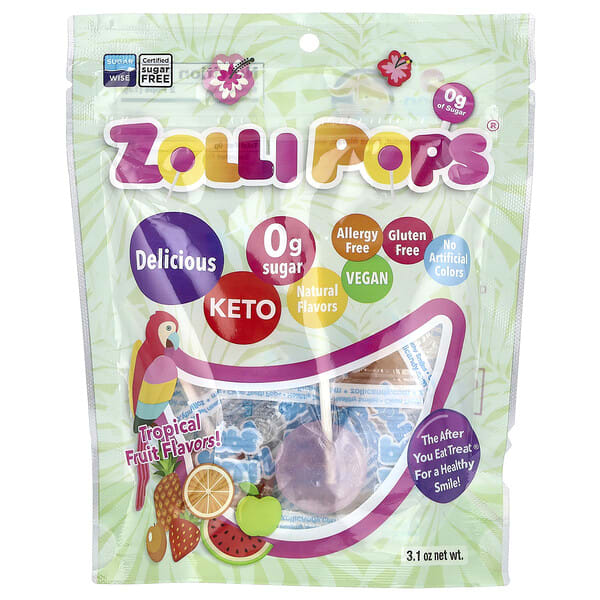 zlp00378_v_8.jpg Original Clean Teeth Candy®, со вкусом тропических фруктов, 3,1 унции — Zollipops