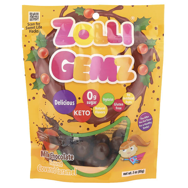 zlp73380_v_2.jpg Zolli Gemz®, карамель в молочном шоколаде, 85 г (3 унции) — Zollipops
