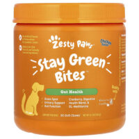 Stay Green Bites, Gut Health, для собак, для всех возрастов, с курицей, 90 жевательных таблеток, 360 г (12,7 унции) — Zesty Paws