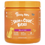 Skin &coat Bites, для собак всех возрастов, со вкусом бекона, 90 жевательных таблеток, 315 г (11,1 унции) — Zesty Paws