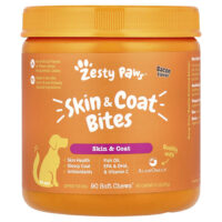 Skin &coat Bites, для собак всех возрастов, со вкусом бекона, 90 жевательных таблеток, 315 г (11,1 унции) — Zesty Paws