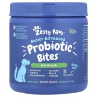 Senior Advanced Probiotic Bites™, для собак, для пожилых людей, курица, 90 жевательных таблеток, 315 г (11,1 унции) — Zesty Paws