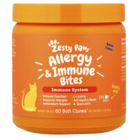 Allergy & Immune Bites, добавка для кошек всех возрастов, со вкусом бекона, 60 жевательных таблеток, 78 г (2,7 унции) — Zesty Paws