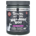 Vet Strength Hip & Joint Bites, для собак, для всех возрастов, говядина и бекон, 90 жевательных таблеток, 360 г (12,6 унции) — Zesty Paws