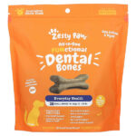 All-in-One Functional Dental Bones, для собак, для всех возрастов, корица, 28 маленьких зубных костей, 238 г (8,4 унции) — Zesty Paws