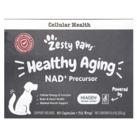 Healthy Aging, NAD + прекурсор, для собак, 60 капсул и упаковка для таблеток, 252 г (8,8 унции) — Zesty Paws